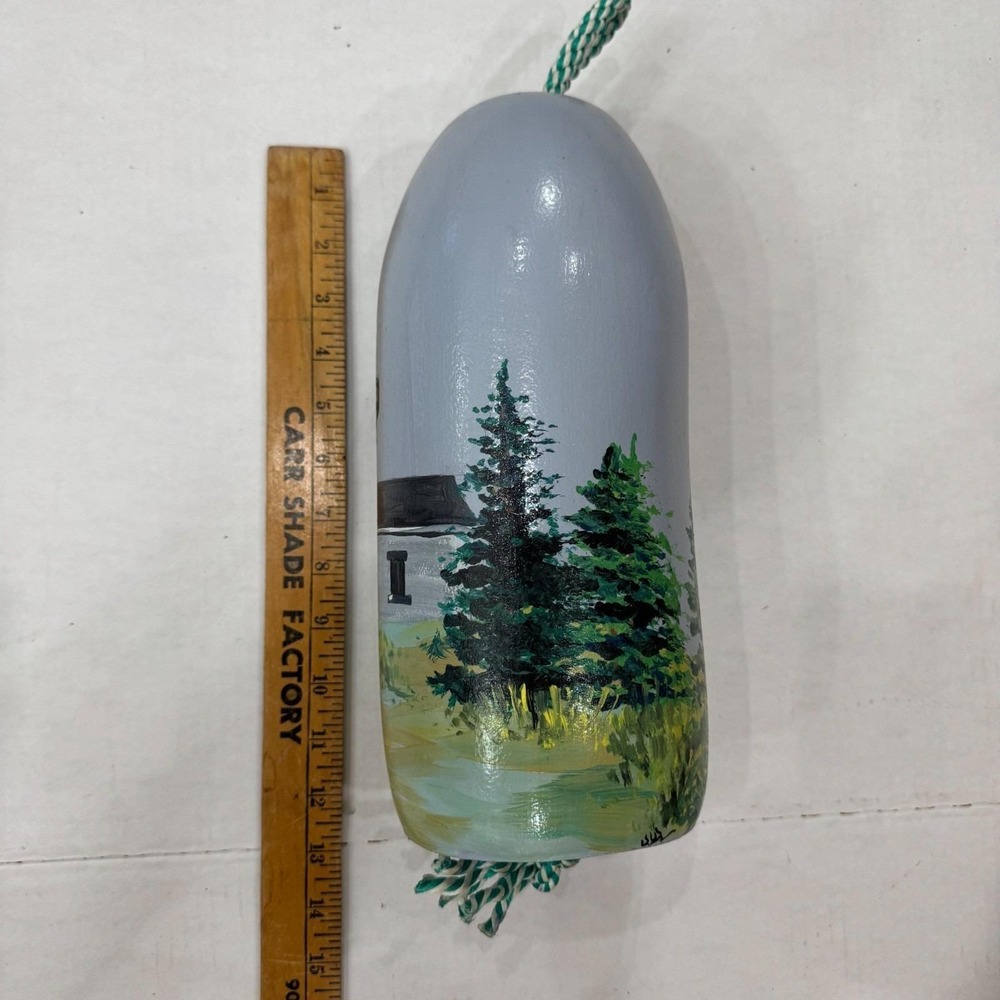 Hand Painted Lighthouse Fisherman Buoy 13" x 5" Unknown Artist - Picture 10 of 11